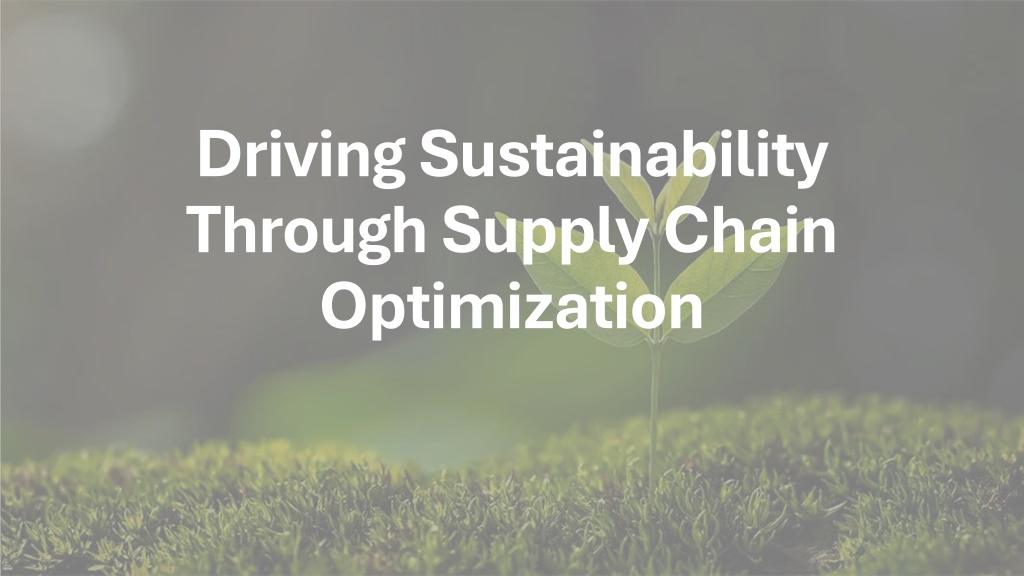 driving sustainability through supply chain l.w