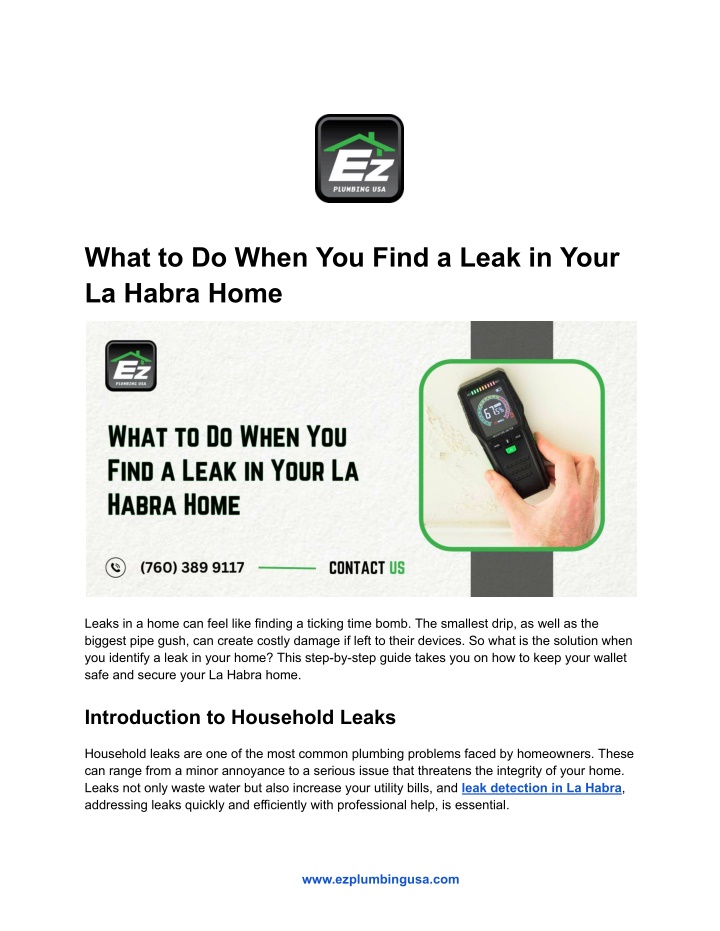 what to do when you find a leak in your la habra n.w