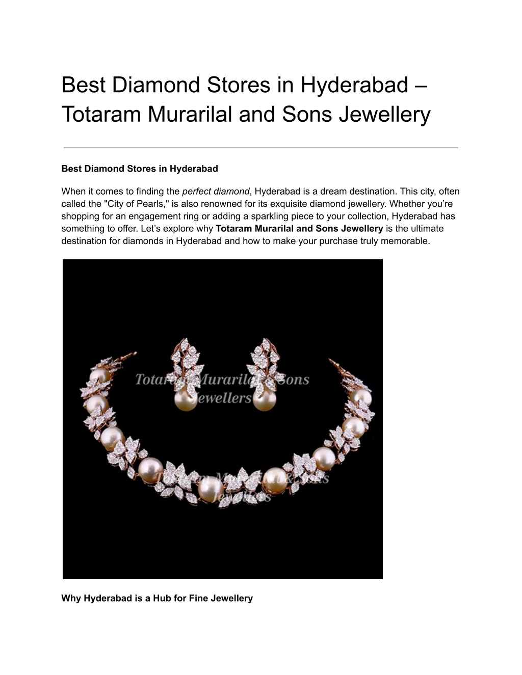 best diamond stores in hyderabad totaram l.w