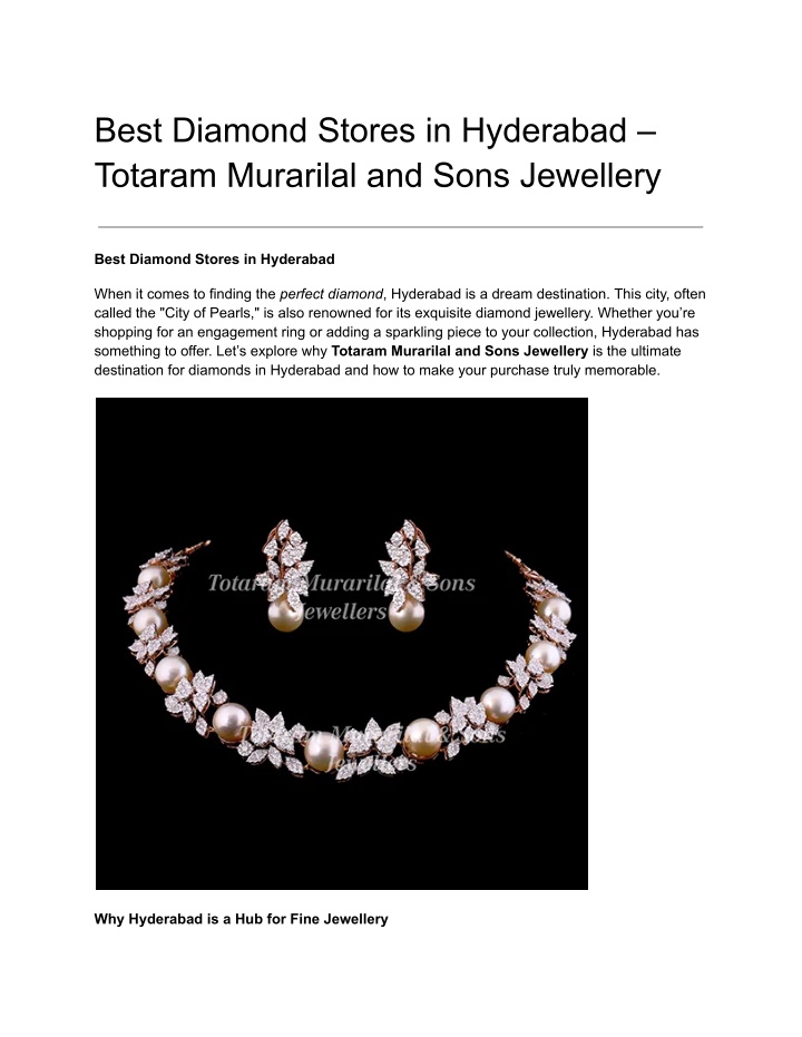 best diamond stores in hyderabad totaram n.w