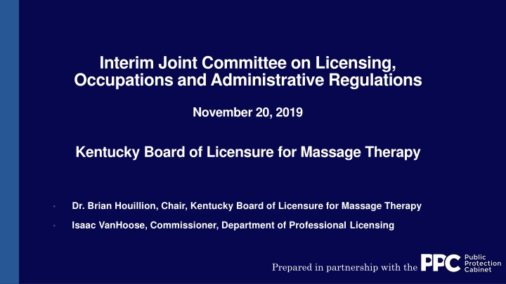 Proposal for Statutory Change to Amend Fee Structure for Kentucky Board of Licensure for Massage Therapy