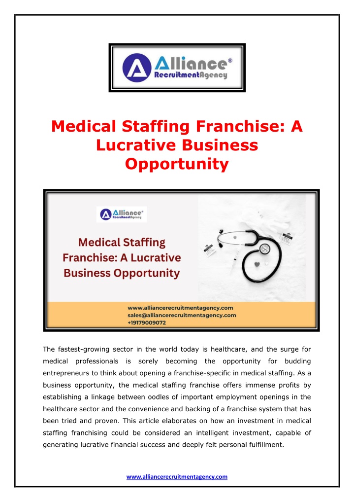 medical staffing franchise a lucrative business n.w