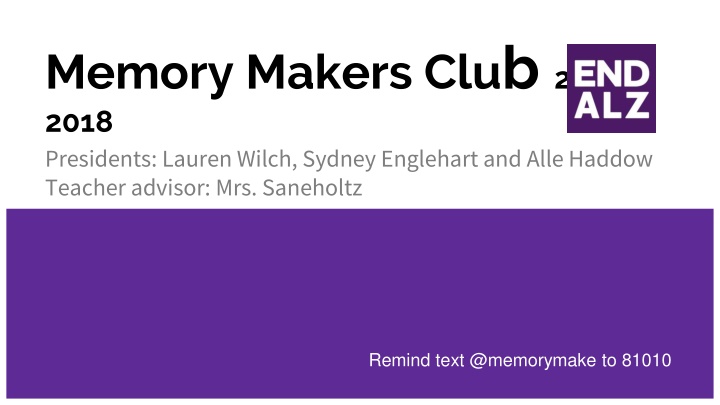 Memory Makers Club: Fundraising for Alzheimer's Awareness