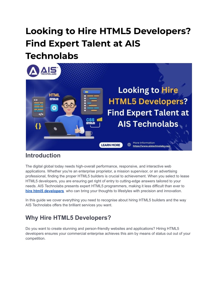 looking to hire html5 developers find expert n.w