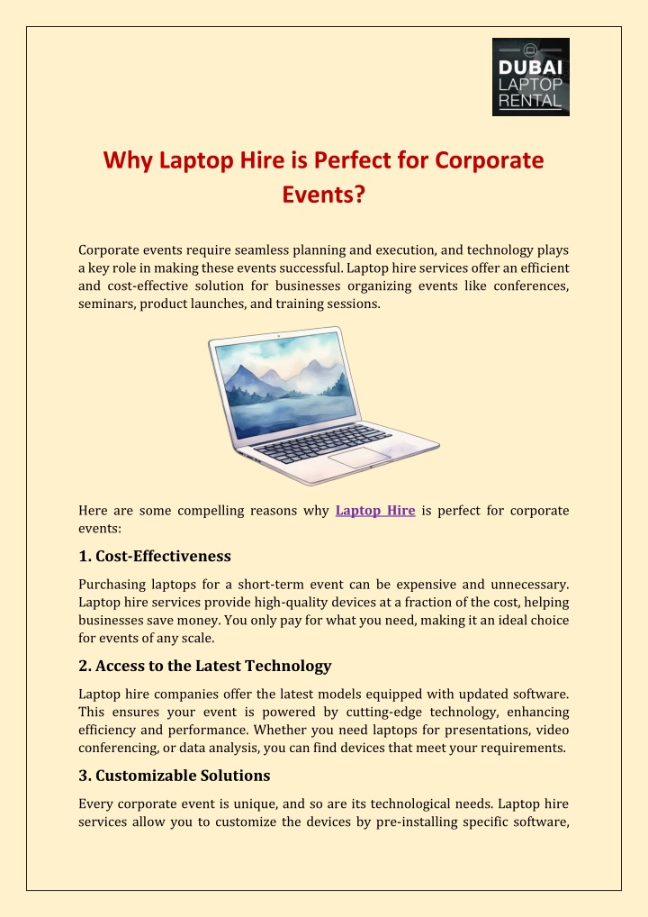 why laptop hire is perfect for corporate events n.w