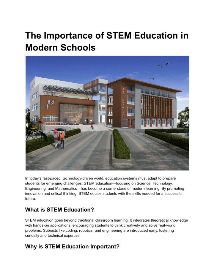 the importance of stem education in modern schools n.w