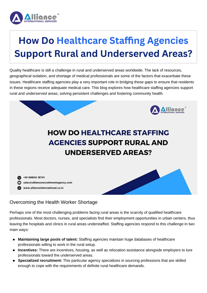 how do healthcare sta ng agencies support rural n.w