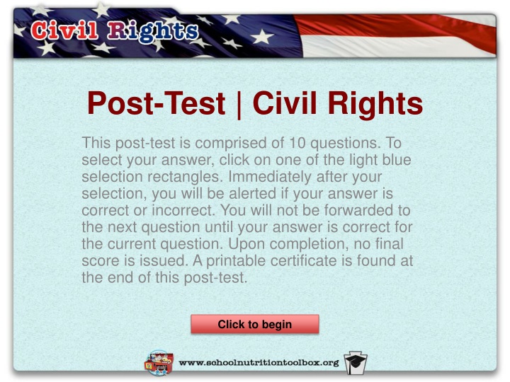 Civil Rights Post-Test Questions