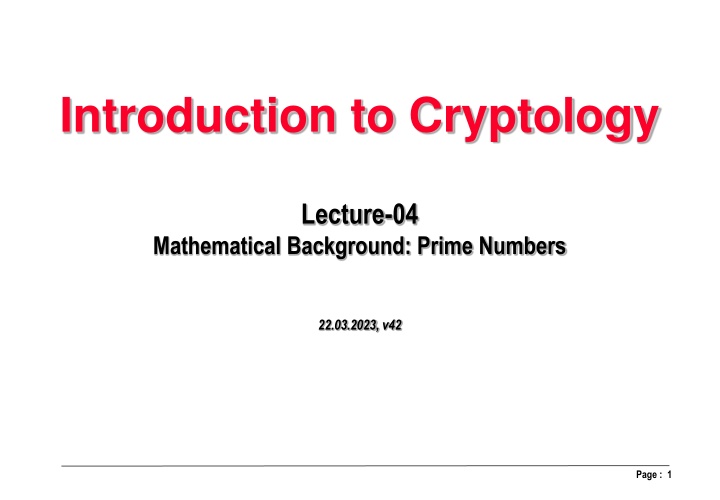 Prime Numbers in Cryptology: Math Background & Tests
