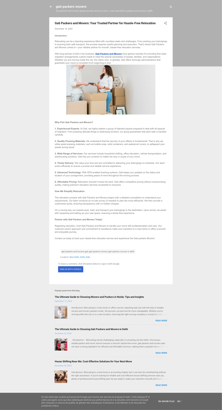 gati packers movers n.w