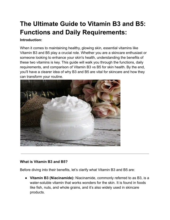 the ultimate guide to vitamin b3 and b5 functions n.w