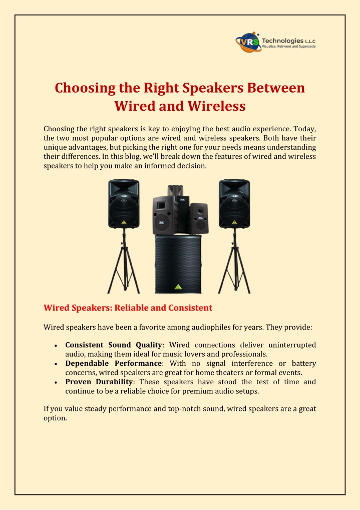 choosing the right speakers between wired n.w