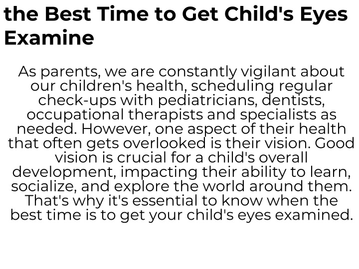 When to Get Your Child's Eyes Examined for Optimal Health