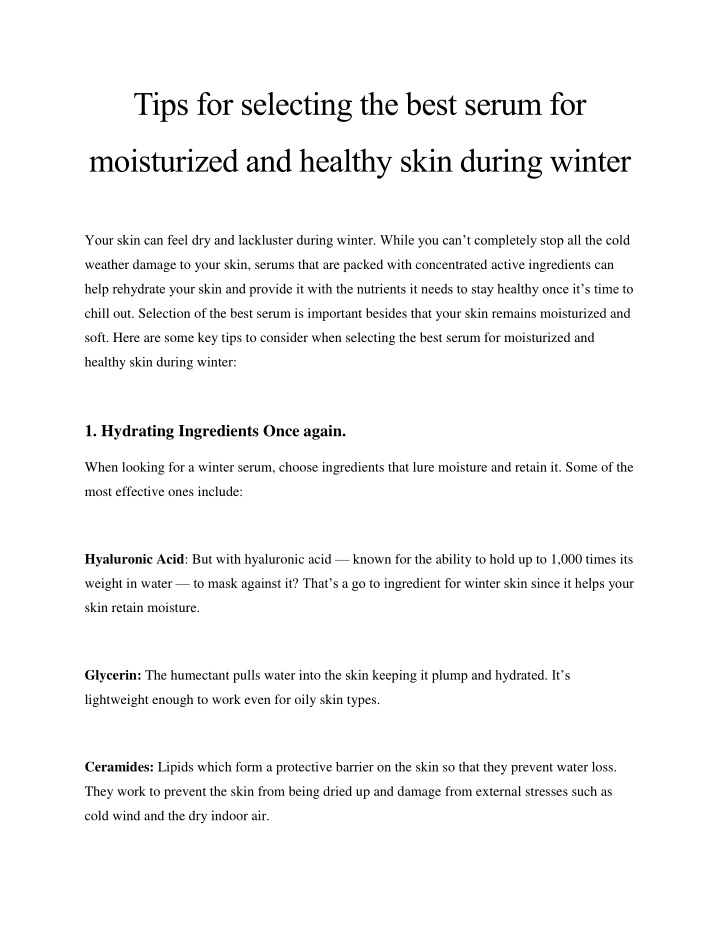 tips for selecting the best serum for n.w