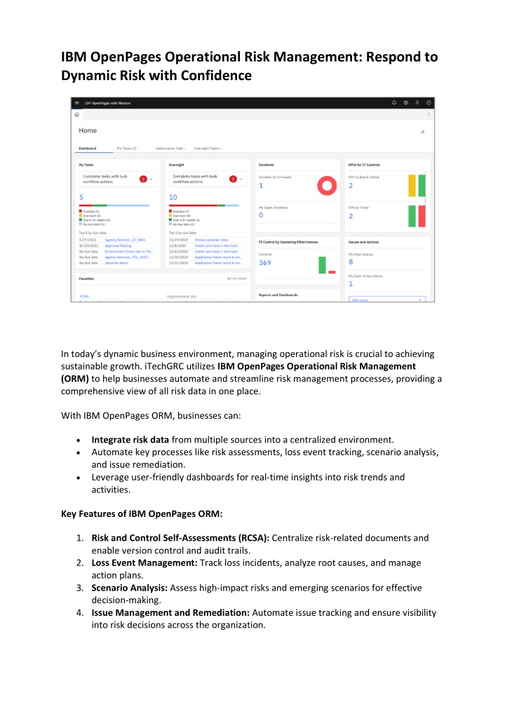ibm openpages operational risk management respond n.w