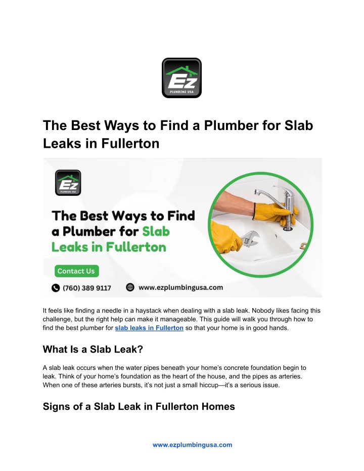 the best ways to find a plumber for slab leaks n.w