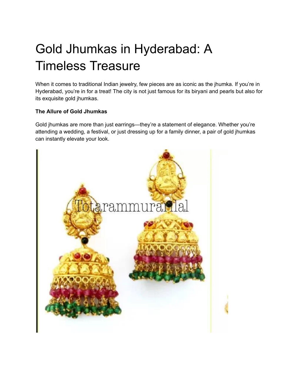 gold jhumkas in hyderabad a timeless treasure l.w