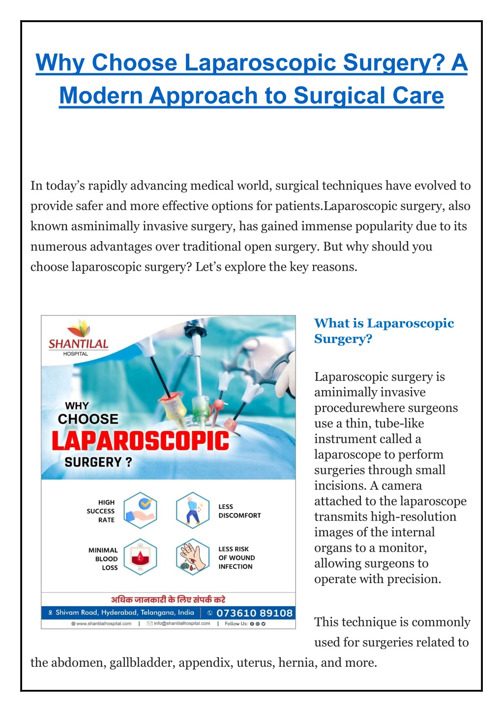 why choose laparoscopic surgery a modern approach l.w