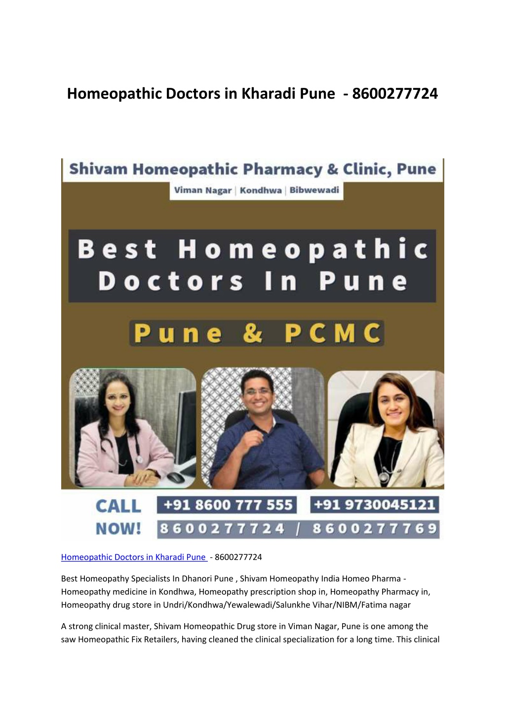 homeopathic doctors in kharadi pune 8600277724 l.w