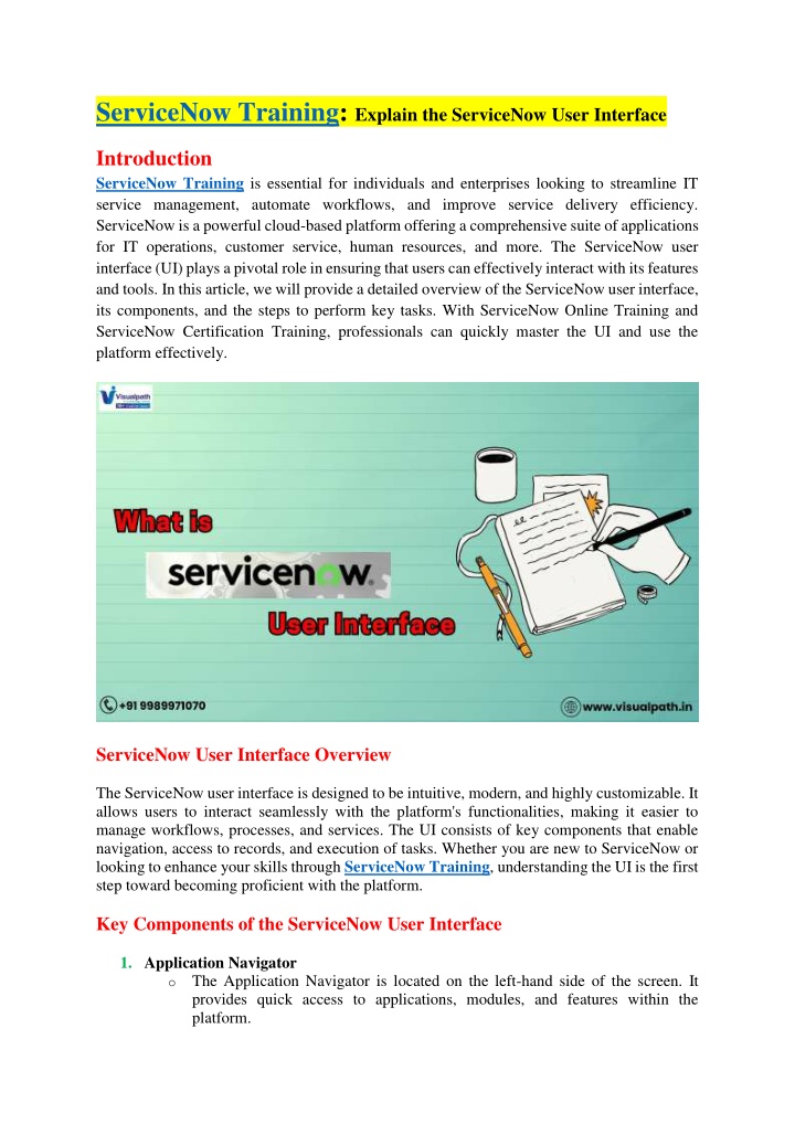 servicenow training explain the servicenow user n.w