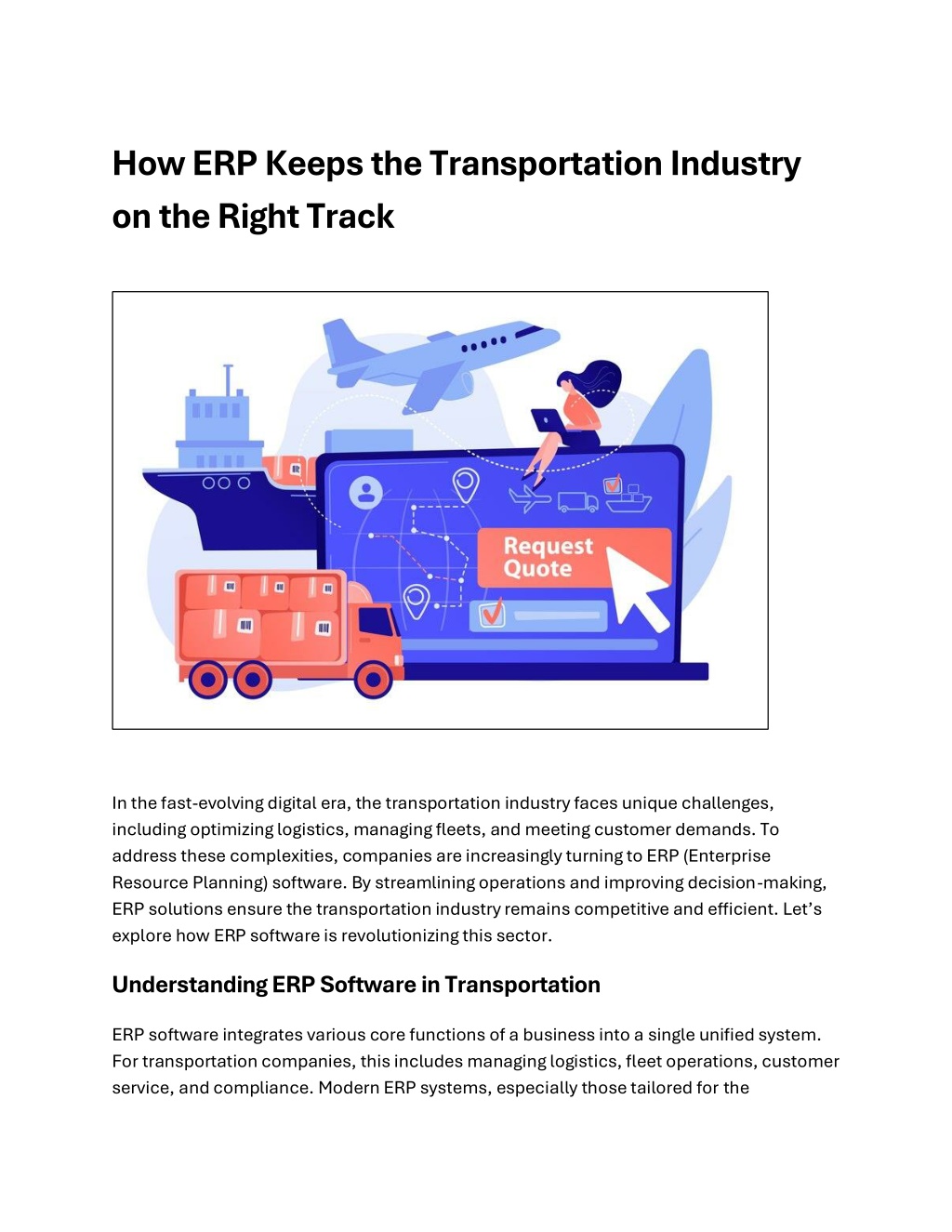 how erp keeps the transportation industry l.w