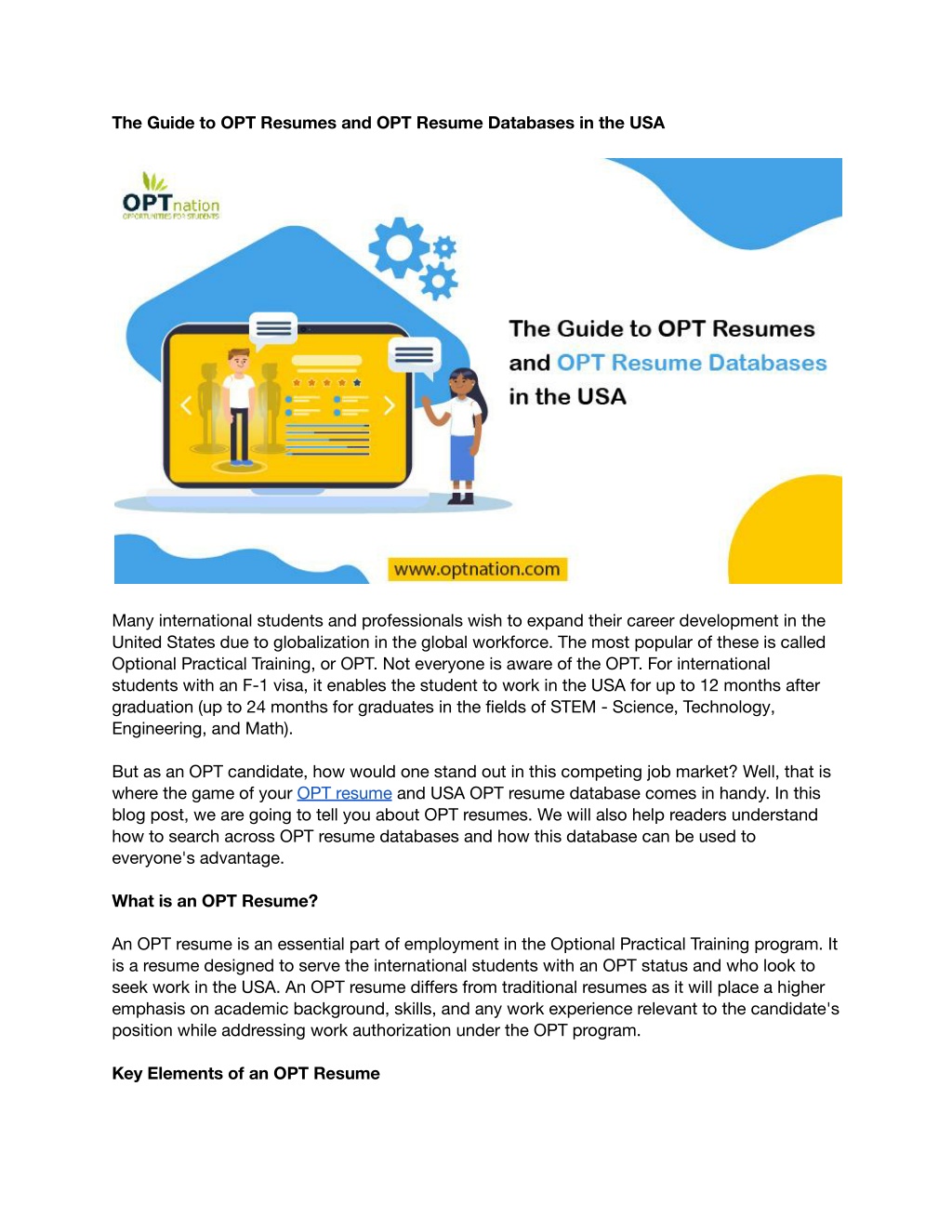 the guide to opt resumes and opt resume databases l.w