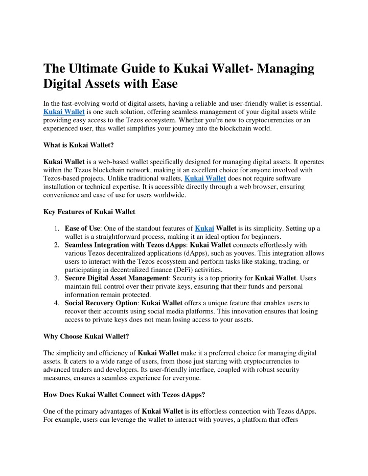 the ultimate guide to kukai wallet managing n.w