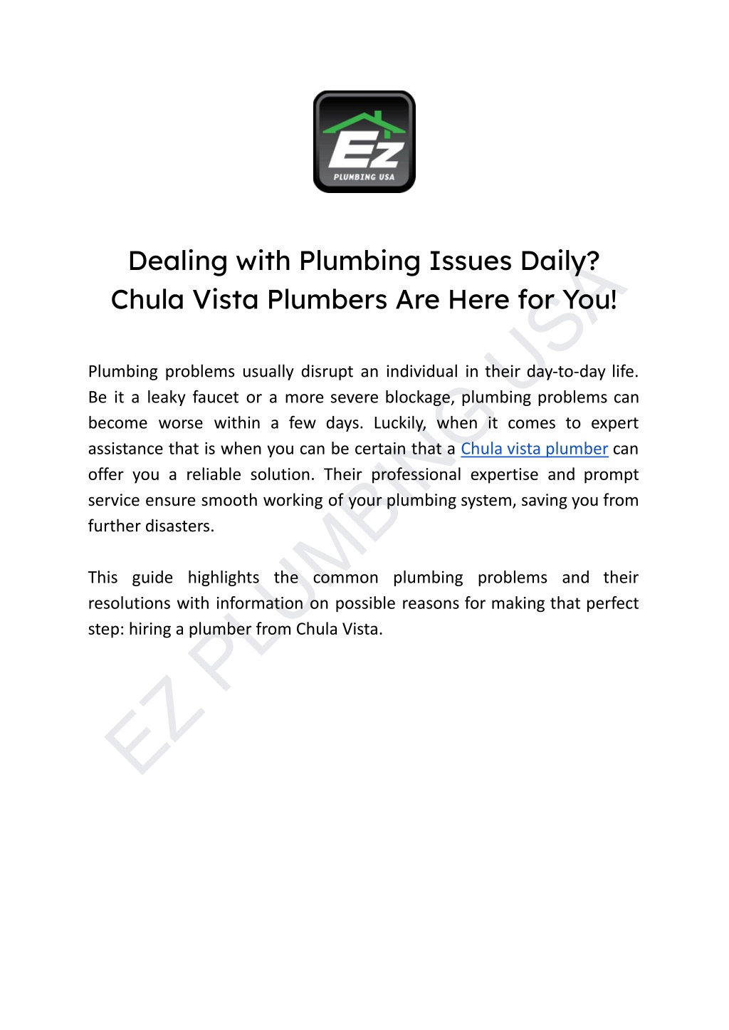 ez plumbing usa l.w