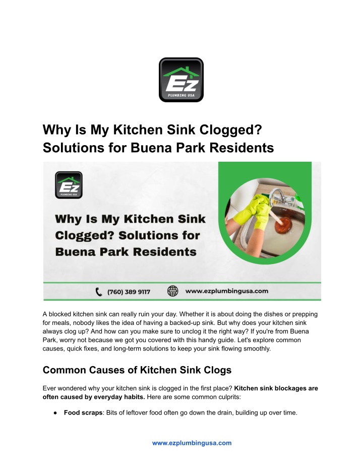 why is my kitchen sink clogged solutions n.w