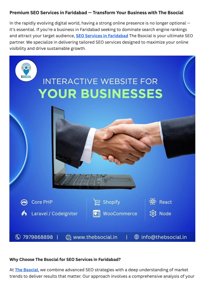 premium seo services in faridabad transform your n.w