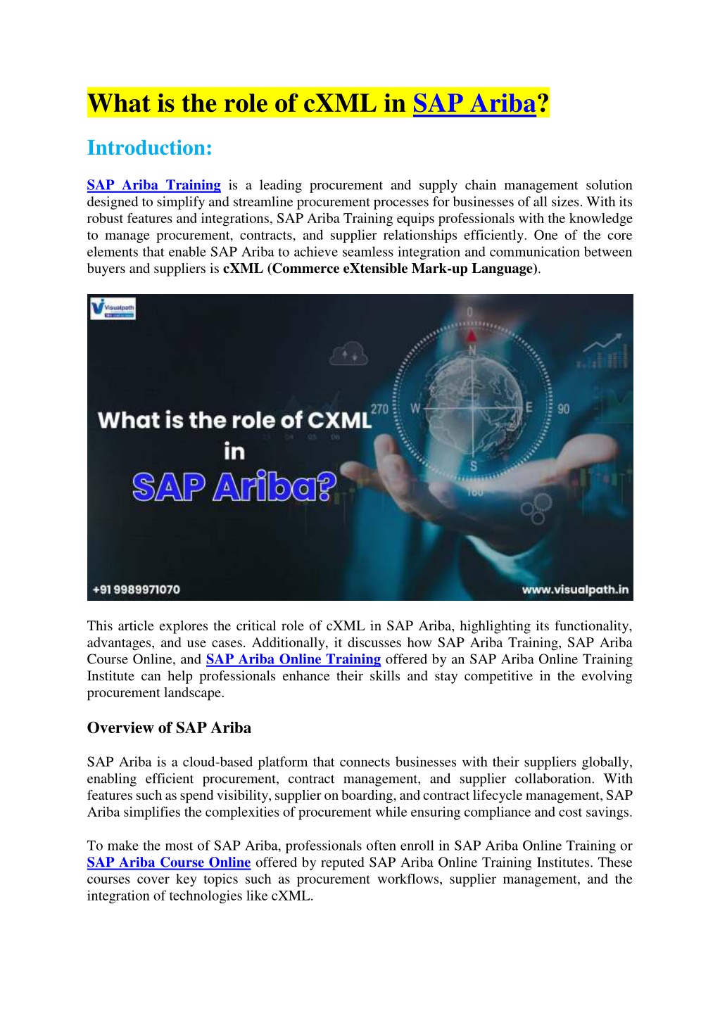 what is the role of cxml in sap ariba l.w