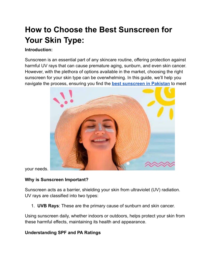 how to choose the best sunscreen for your skin n.w