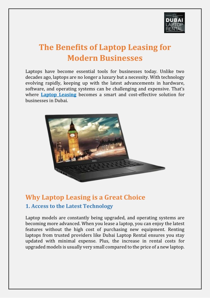 the benefits of laptop leasing for modern n.w