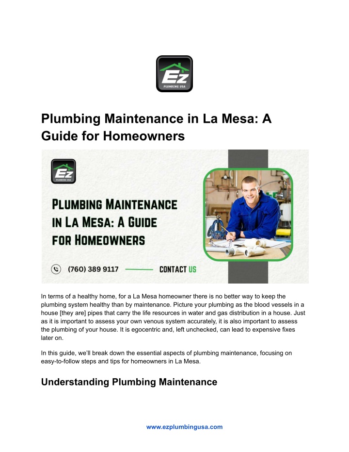 plumbing maintenance in la mesa a guide n.w