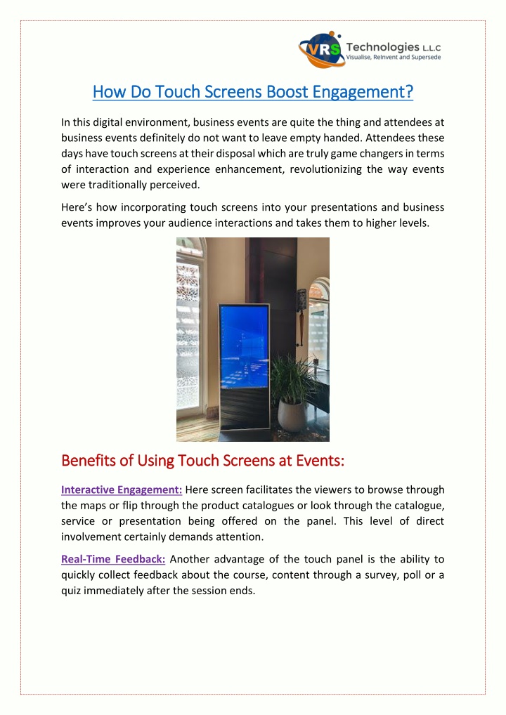 how do touch screens boost engagement n.w