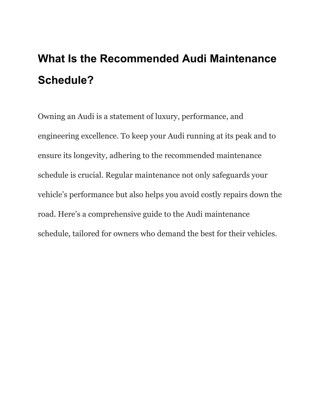 what is the recommended audi maintenance l.w