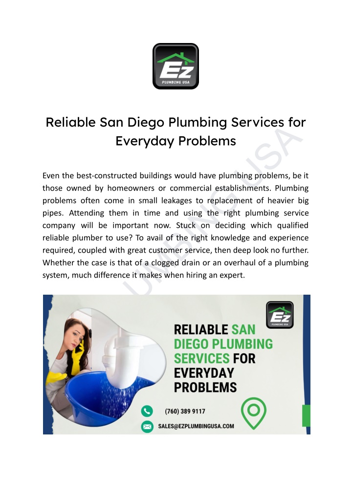 reliable san diego plumbing services for everyday n.w