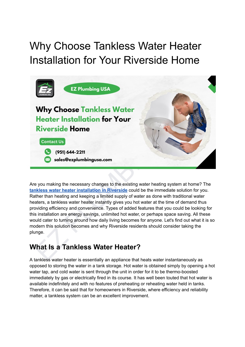 why choose tankless water heater installation l.w