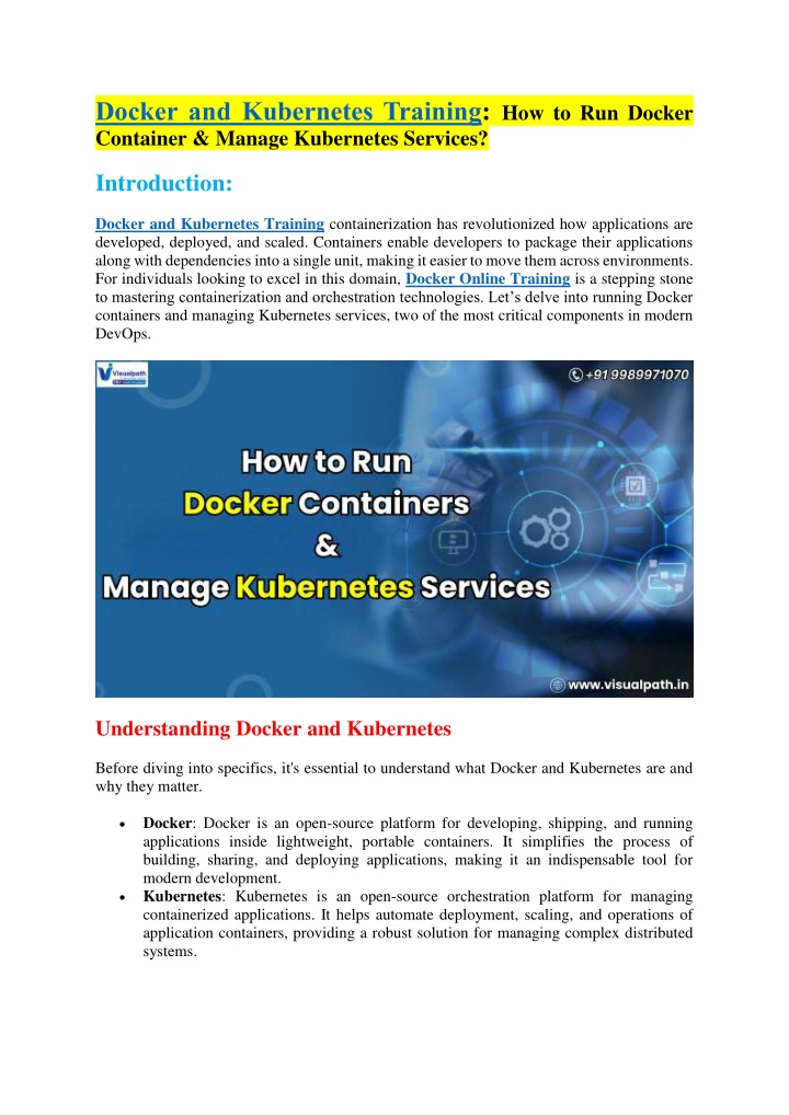 docker and kubernetes training how to run docker n.w