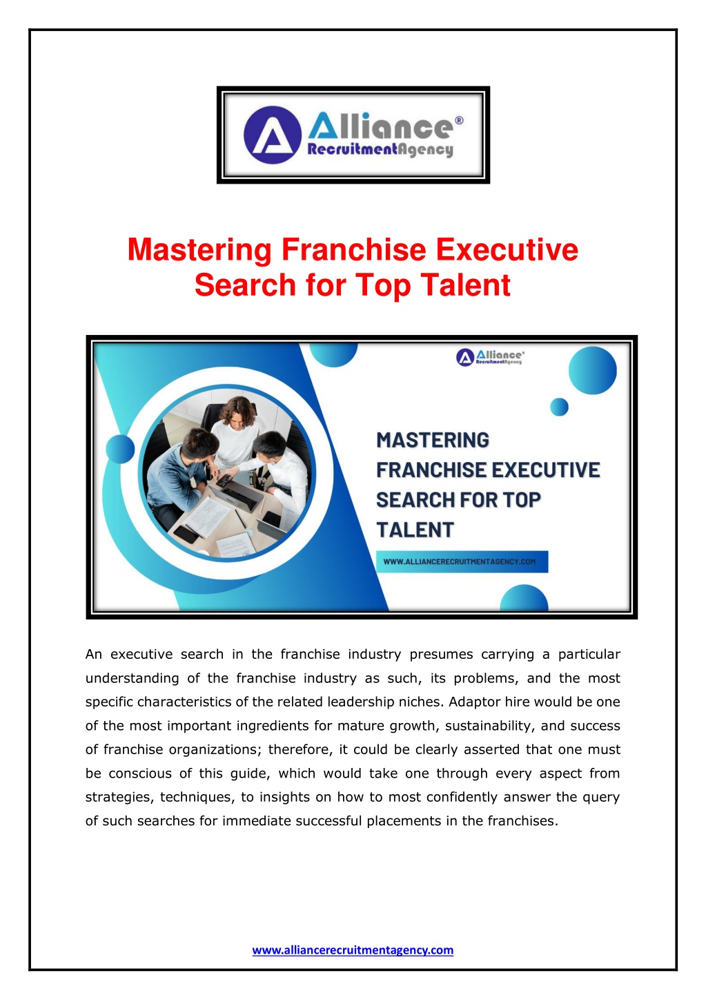 mastering franchise executive search l.w