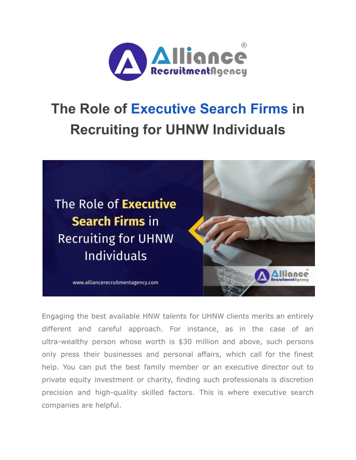 the role of executive search firms in recruiting n.w