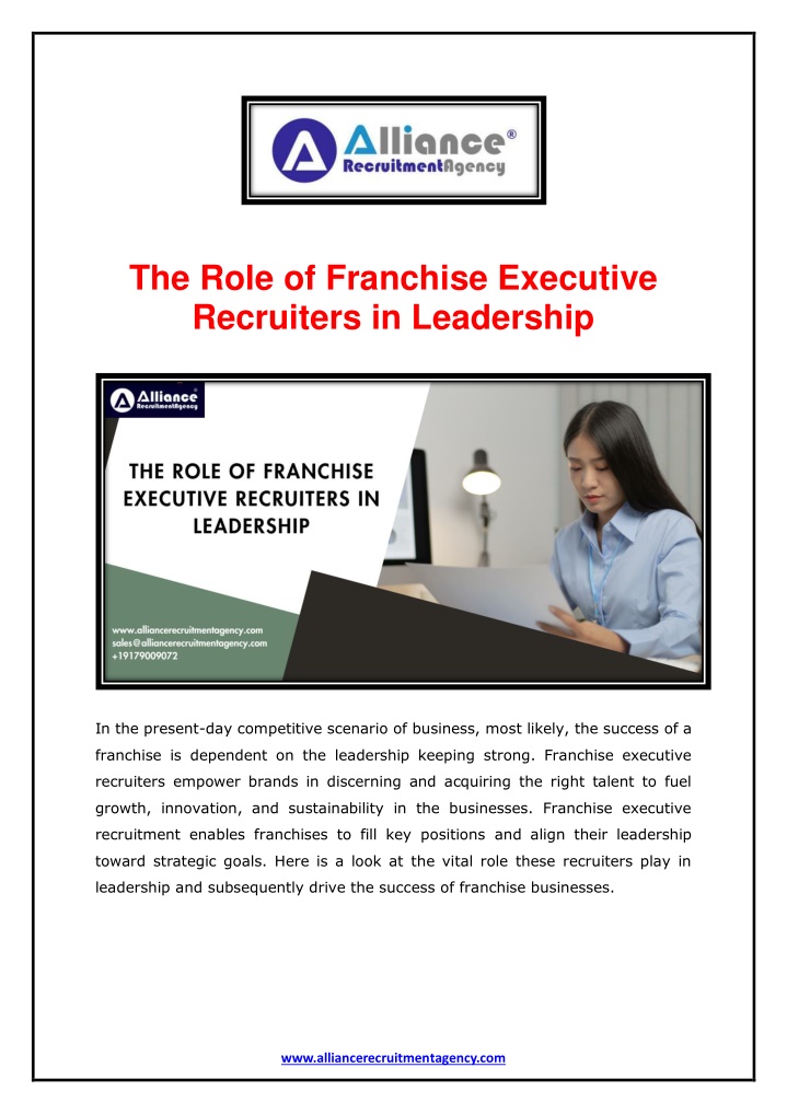 the role of franchise executive recruiters n.w