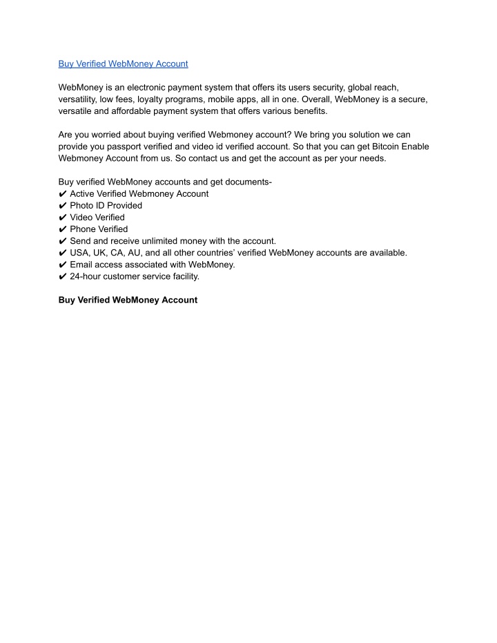 buy verified webmoney account n.w