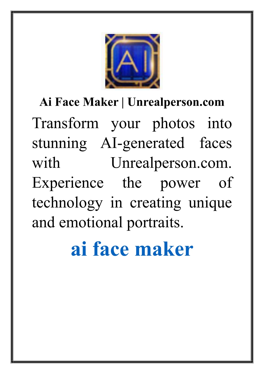 ai face maker unrealperson com transform your l.w