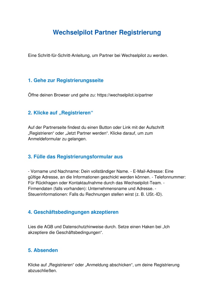 wechselpilot partner registrierung n.w