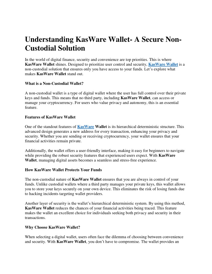 understanding kasware wallet a secure n.w