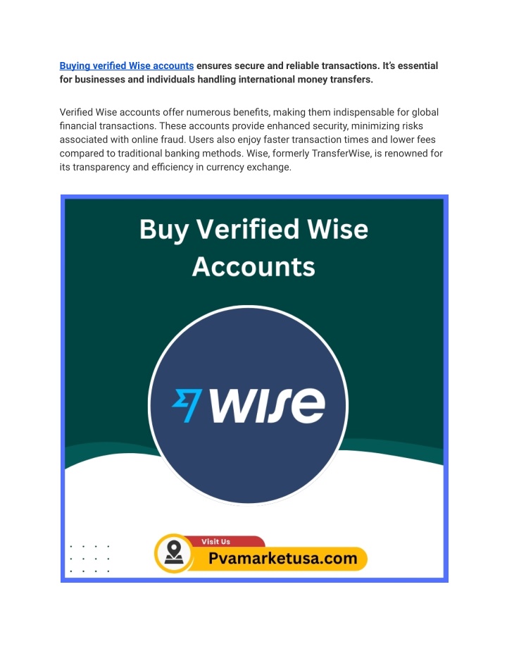 buying verified wise accounts ensures secure n.w