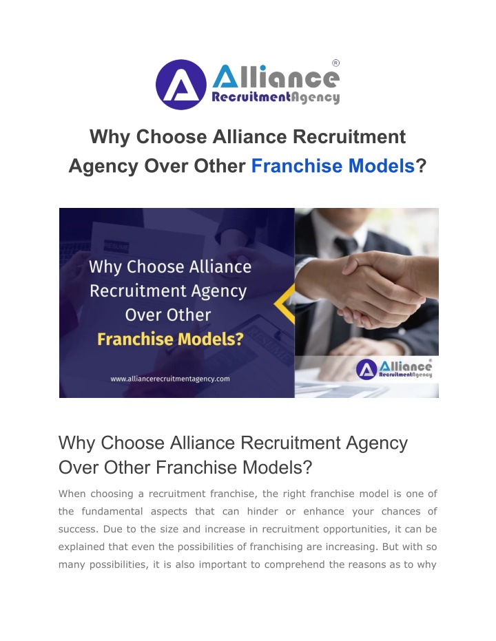 why choose alliance recruitment agency over other n.w