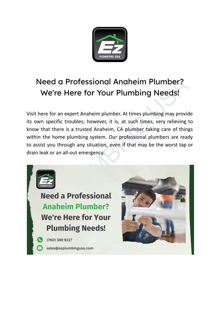 ez plumbing usa n.w