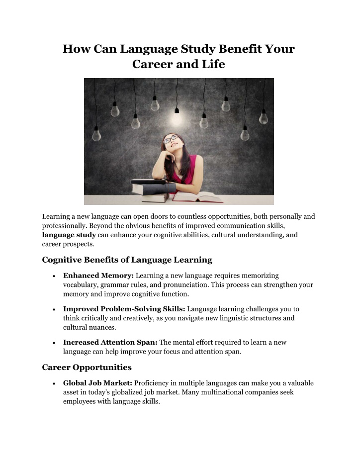 how can language study benefit your career n.w
